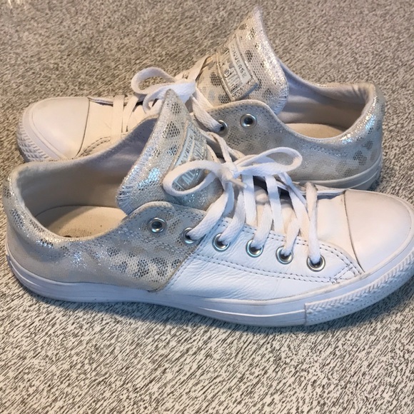 COPY - White leather leopard printed Converse All… - Picture 2 of 4